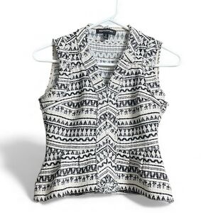 Banana Republic black and white geometric peplum top